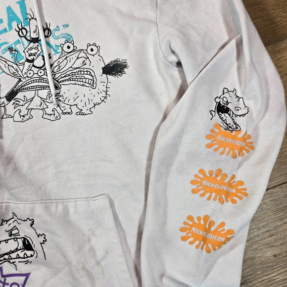 Nickelodeon Hoodie Mens L White Rugrats Rocko Real Monsters 90s Cartoon Retro - Picture 3 of 7